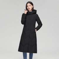 雪中飞 SNOWFLYING女式修身长款连帽羽绒服防风显瘦保暖H版型羽绒服外套女