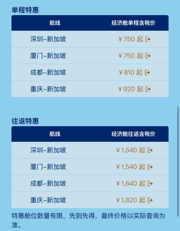 新航早鸟1.3k+,五一、国庆不请假!深圳/成都/重庆/厦门=新加坡/巴厘岛/澳洲机票