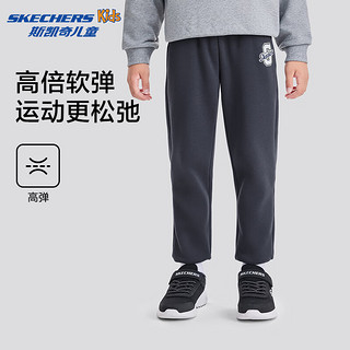 Skechers斯凯奇儿童裤子舒适透气柔软休闲百搭男女童长裤L322K040 奥德赛灰/026R/加绒 165cm