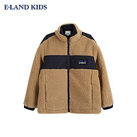 E-LAND KIDS E·LAND KIDS童装春季男童时尚拼接仿羊羔毛大衣外套 Beige米色35 160cm