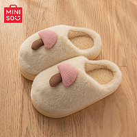 名创优品（MINISO）棉拖鞋男款秋冬季2024室内家居可爱保暖加绒拖鞋女冬 卡其色 36-37 (250mm) 【适合35/36码穿】