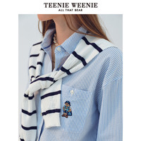 TeenieWeenie小熊2024年夏季撞色条纹镂空提花披肩时髦穿搭女 橙色 155/XS