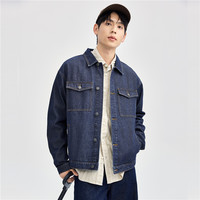 佐丹奴牛仔外套男装工装风洗水多口袋翻领牛仔夹克男01074065 63 深蓝 S