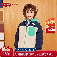 LEVI'S儿童童装夹克棉服冬季外套摇粒绒连帽上衣男童女童 豆腐白 150/72