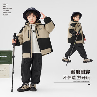左西男童冲锋服儿童棉衣外套夹棉加厚2024新款男孩冬装