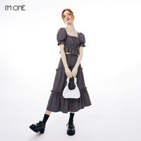 I'M ONE【两件套】22夏短款肌理感上衣+高腰中长裙休闲套装女