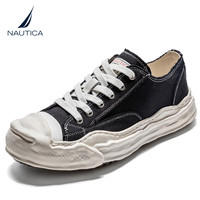 NAUTICA/诺帝卡男鞋子厚底帆布鞋男款夏季透气板鞋溶解休闲鞋男士