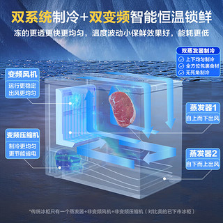 美的（Midea）【风冷无霜】231冰柜家用商用智能变频冷藏冷冻两用单温200升大容量冷柜电子控温一级能效净味抗菌 云釉灰 231L 智能变频电子控温