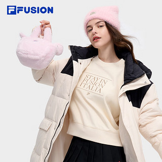 FILA FUSION斐乐潮牌女包挎包2024冬季休闲毛绒手拎包斜挎包 凝脂粉-LP XS