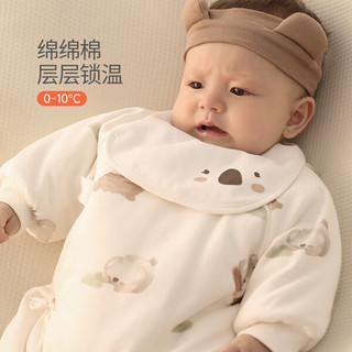 巴厘小猪（BALIPIG）婴儿衣服秋冬夹棉保暖爬爬服新生儿绑带棉服哈衣宝宝连体衣 考拉亲子乐园 52cm