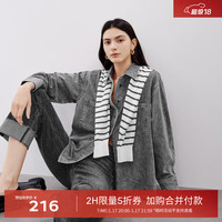 伊芙丽(eifini)【衬衫】伊芙丽复古蓝色牛仔衬衣女2024秋装通勤女装外套 灰色 XL 135-150斤