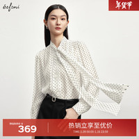 伊芙丽(eifini)伊芙丽波点精致飘带领设计感时尚优雅通勤衬衫上衣女2024冬季 米色 155/80A/S