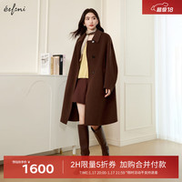 伊芙丽(eifini)伊芙丽单排扣驼色羊绒中长款双面呢羊毛大衣女2024冬季外套 夹花咖 155/80A/S