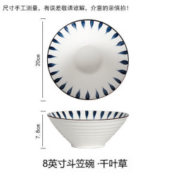 甄臻 plus专享：大碗面碗ins创意色彩沙拉碗汤碗 加厚千叶草款斗笠碗 8英寸