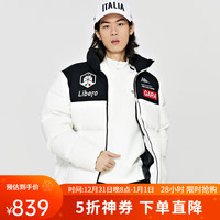 卡帕（Kappa）羽绒服男冬立领鹅绒运动户外防寒服K0D72YY44 韩国白-012 M
