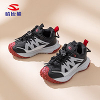 哈比熊（HOBIBEAR）儿童运动鞋春秋革面男童跑步鞋校园百搭女童鞋JD21G86黑红36码 黑红(革面）