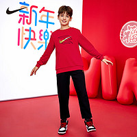 NIKE 耐克 童装红色拜年服卫衣+裤子2件套2024秋季儿童卫衣长裤套装