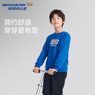 Skechers斯凯奇童装春秋季休闲上衣卫衣运动舒适儿童套头衫L324K078 公主蓝/007G 120 cm