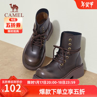 骆驼（CAMEL）冬季马丁靴女潮流时尚休闲短靴厚底显瘦百搭靴子女 L23W245159咖啡 35