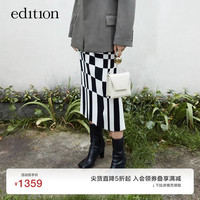 edition棋盘格直筒针织半身裙女2022秋包臀裙半裙EBB3SKT027
