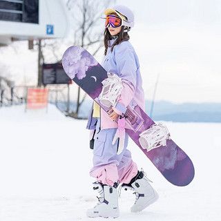 酷峰（kufun） 韩版滑雪服雪服单板款防水保暖男女小众宽松型套雪衣装 樱花紫裤子 M M码