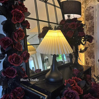 渝鼎福 复古风百褶创意台灯 黑色葫芦白色灯罩