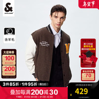 杰克·琼斯(JACK&JONES)男装春秋冬男士衣服外套宽松休闲学院风千鸟格图案棒球服夹克 E11