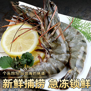 东上御品 鲜冻黑虎虾大号 净重1kg 30-40只/盒 印度海鲜虾类-源头直发