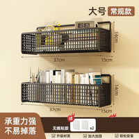 霓峰墙上置物架宿舍墙面书架床头边挂篮床上寝室上铺收纳架免打孔 黑色大号【常规款】2个装 【升级加粗款/掉落苞退换】