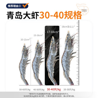 渔游记 国产青岛大虾3斤 45-60只青虾海虾基围虾生鲜 虾类白虾 青岛盐冻30/40 3斤(净重)