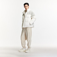 杰克·琼斯(JACK&JONES)冬季新款男士时尚休闲百搭上衣字母刺绣立领拼色羽绒服外套男装