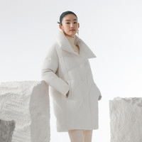 波司登奥莱羽绒服女大翻领气质宽松暗花中款外套