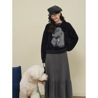 杏色小狗软糯慵懒风毛衣2024秋季美拉德穿搭女长袖针织衫