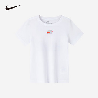 NIKE 耐克 童装男女童短袖T恤夏季中大小童上衣  纯白色 110(4)