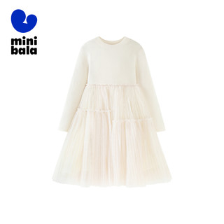 迷你巴拉 MINI BALA 巴拉女童连衣裙儿童新春宝宝舒适修身甜美网纱拼接公主裙