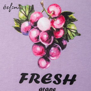 伊芙丽（eifini）伊芙丽大图案西瓜水果印花T恤女季小众独特别致上衣 紫色小朋友款 170/XL