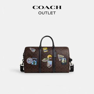 蔻驰（COACH）【新年】奥莱男士男包经典标志旅行贴饰VENTURER手袋 深咖啡色混合