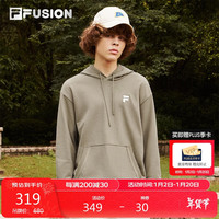 FILA FUSION斐乐潮牌款连帽卫衣2024秋宽松休闲针织上衣 深褐卡其色-DK 160/84A/XS
