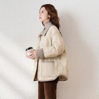2024冬季女翻领短款羽绒服减龄韩版休闲学院风百搭时尚高级感