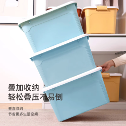 禧天龙 牌子！加厚收纳箱大号强韧性储物55升 蓝色3个