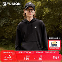 FILA FUSION斐乐潮牌款连帽卫衣2024秋宽松休闲针织上衣 正黑色-BK 170/92A/M
