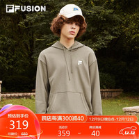 FILA FUSION斐乐潮牌款连帽卫衣2024秋宽松休闲针织上衣 深褐卡其色-DK 180/100A/XL