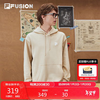 FILA FUSION斐乐潮牌款连帽卫衣2024秋宽松休闲针织上衣 稷皮色-LK 170/92A/M