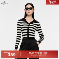 伊芙丽(eifini)伊芙丽海军领修身条纹毛衫2024秋装1E8331461D 黑色 155/80CM/S