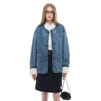 地素棉服冬季新中式丹宁牛仔棉服外套女