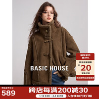 BASIC HOUSE/百家好美拉德翻领外套女2024冬季复古夹克上衣