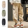 杜里尼2025春秋复古灯芯绒裤子男秋季高街ins潮运动百搭宽松束脚休闲裤 卡其色 2XL