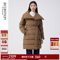例外(EXCEPTION)新中式新年战袍女装2023秋冬新款系带立领长款保暖女士羽绒服上衣