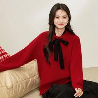 【贺新年】慵懒风毛衣新春氛围女秋冬穿搭温柔蝴蝶结针织宽松上衣
