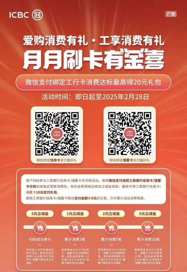 工商银行 借记卡/信用卡 月月刷